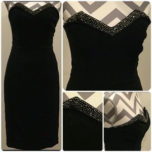 Laundry Black Sweetheart Beaded Strapless dress
